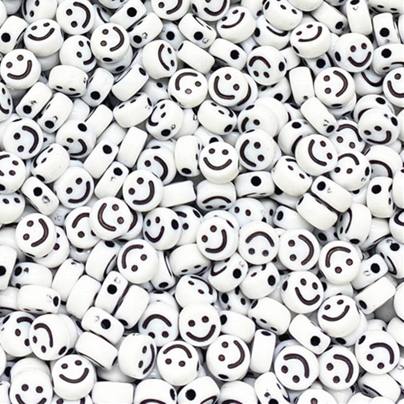 Oval Shape Acrylic Spaced Beads Smile Face Beads