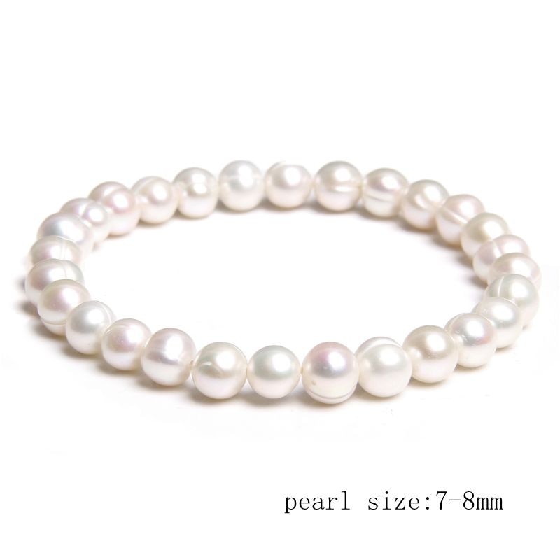 Freshwater White Pearl Bracelet Elastic Baroque
