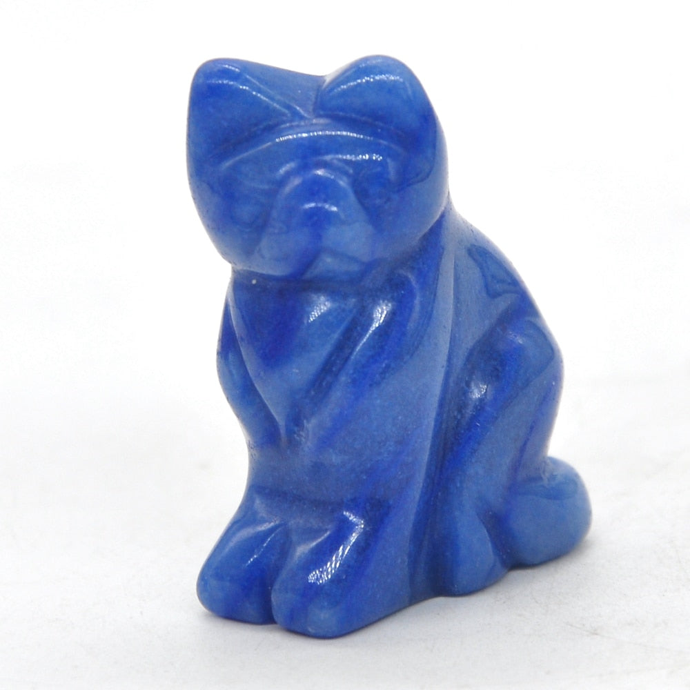 Cat Statue Natural Gemstone Carving Healing