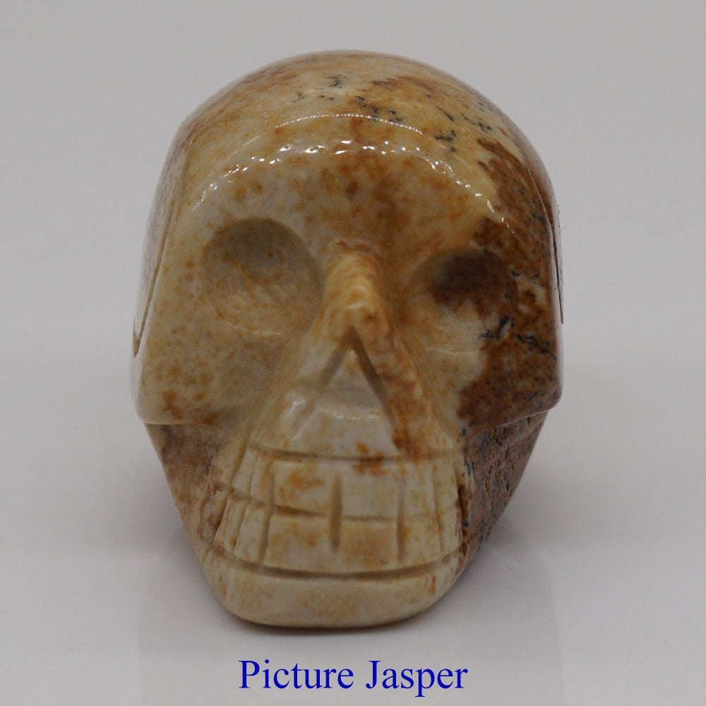 Skull Statue Natural Stone Carved Decoration Healing