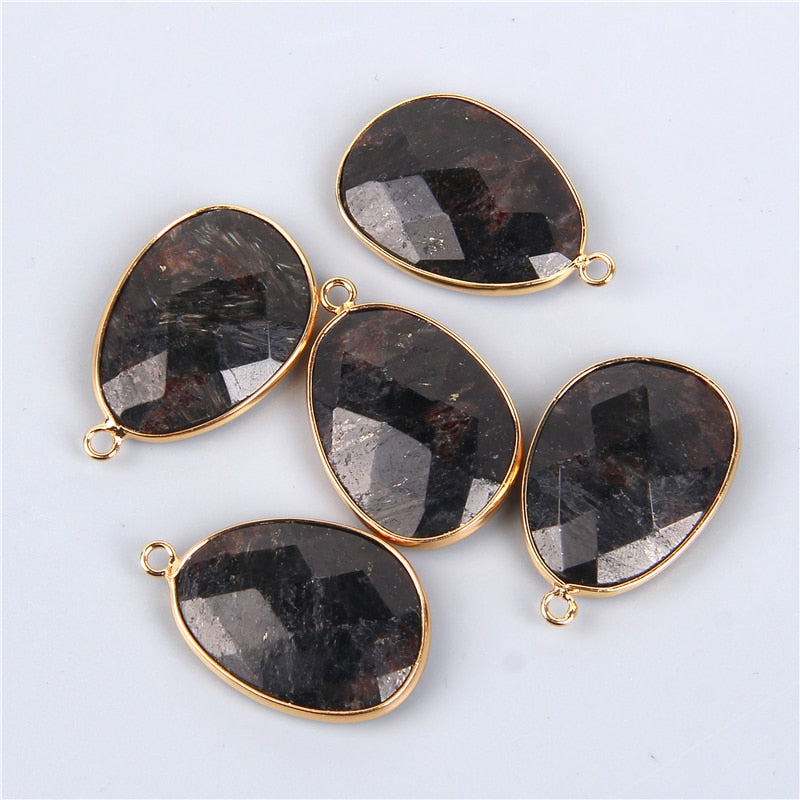 Double Sided Faceted Natural Stone Slice Charm