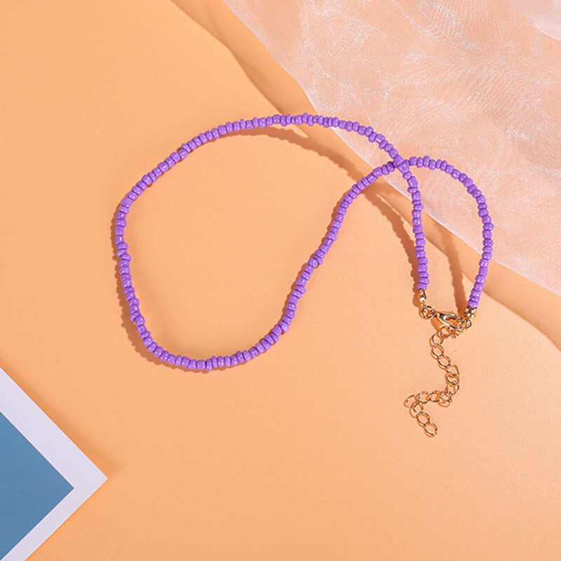 Boho Chic Seed Beads Necklace Colorful Neck Chain