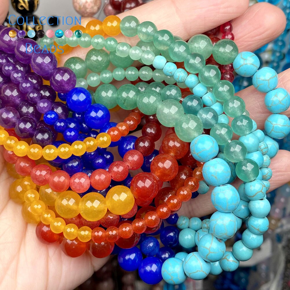 Natural Stone 7 Chakra Healing Beads Jade Loose