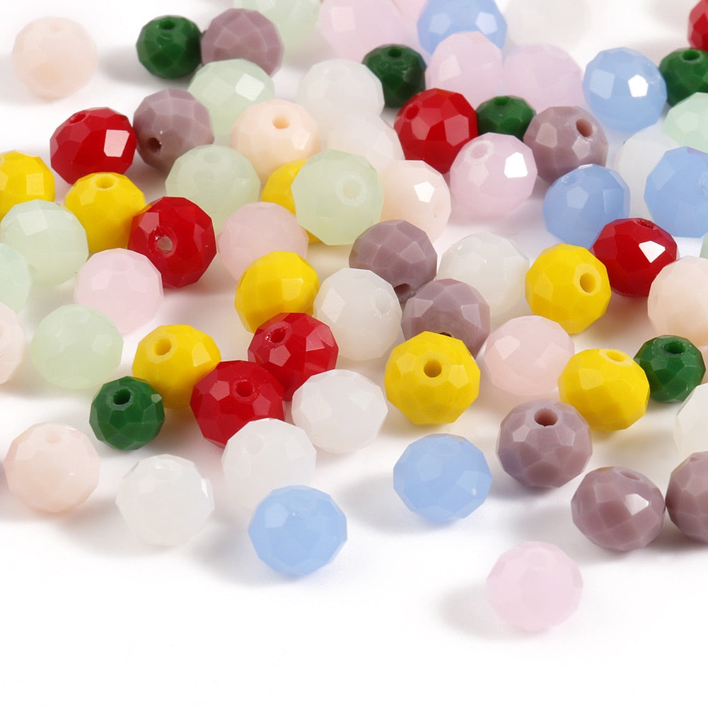 Multicolor Czech Glass Jades Beads Faceted