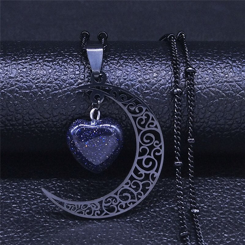 Black Color Stainless Steel Natural Stone Charm