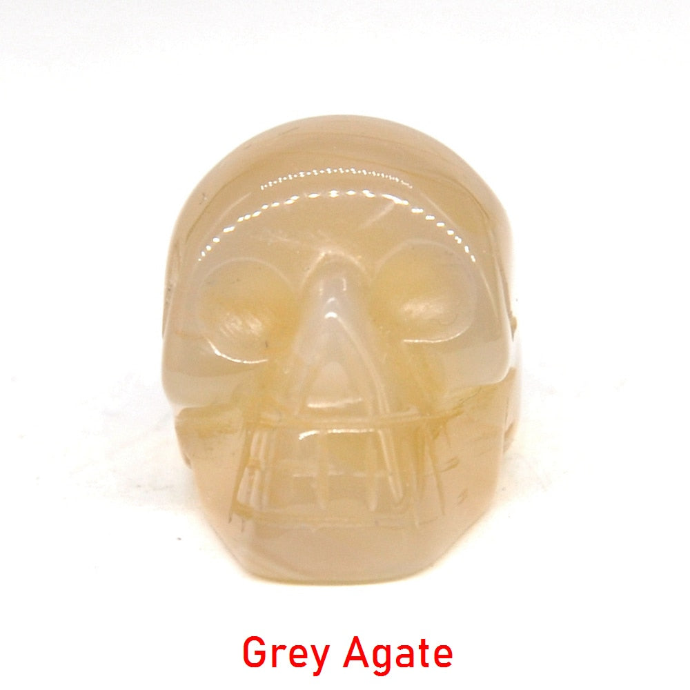 Skull Statue Natural Stone Carved Decoration Healing