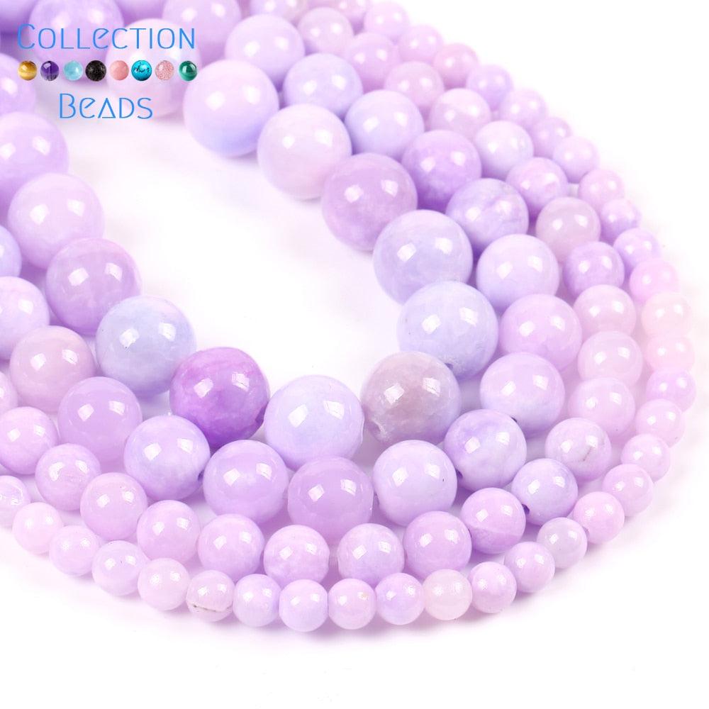 Stone Light Purple Angelite Jades Spacer Loose Beads