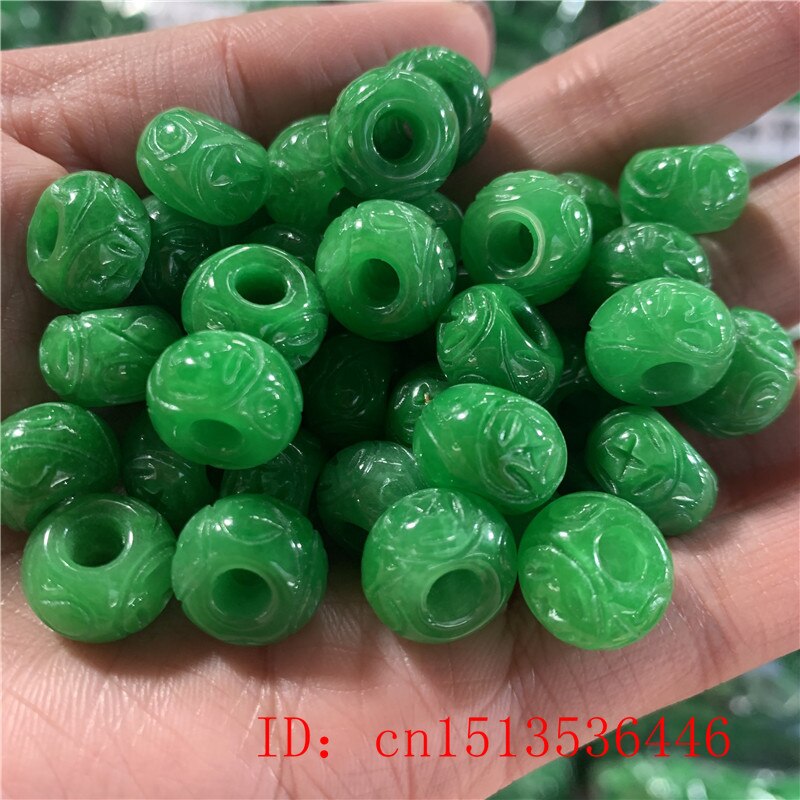 Natural A Green Jade Carved beads DIY Bracelet Bangle