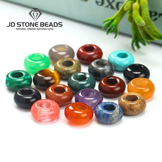 Natural Agate Jade Quartz Stone Big Hole Beads