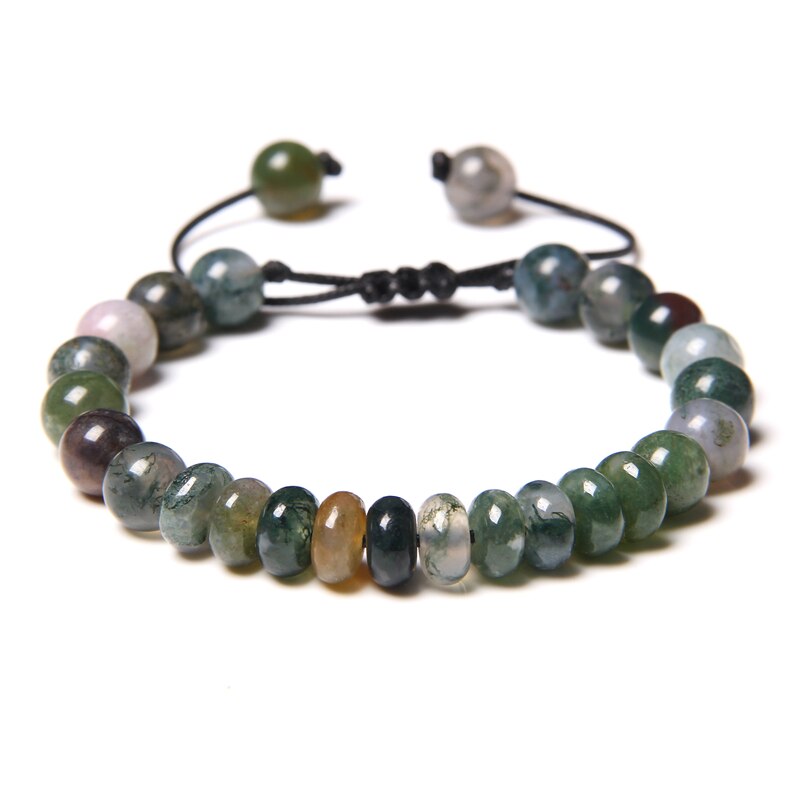 Green Natural Stone Beads Braided Bracelet Malachite