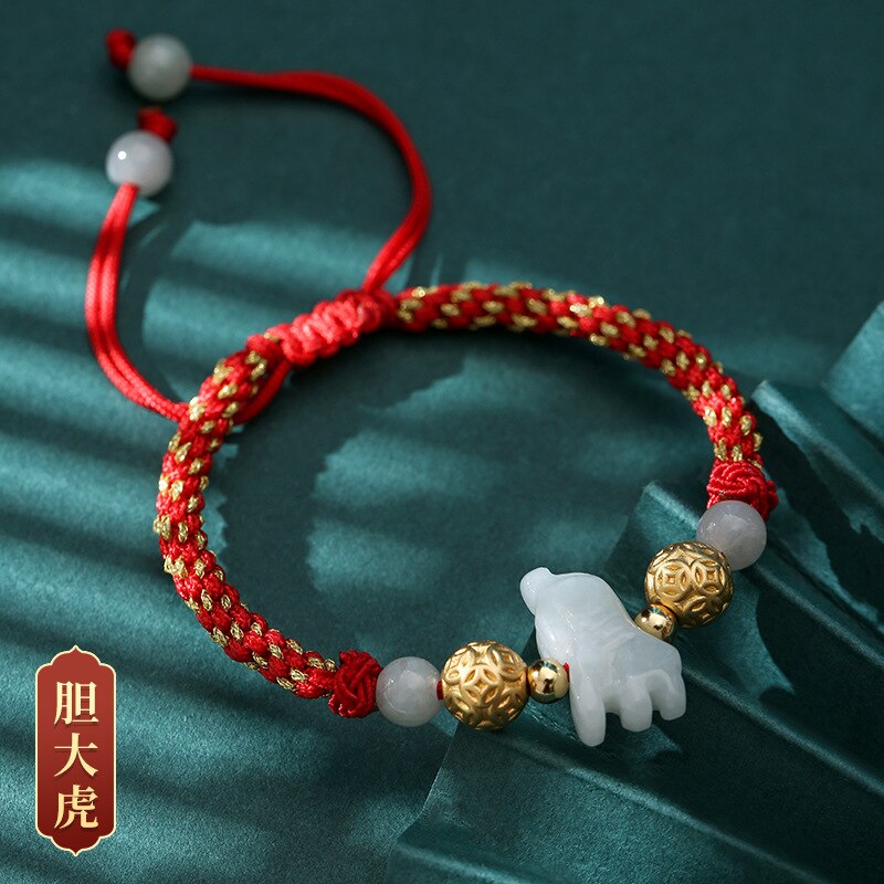 Charm Bracelets Chinese Zodiac Jade Weaven Rope