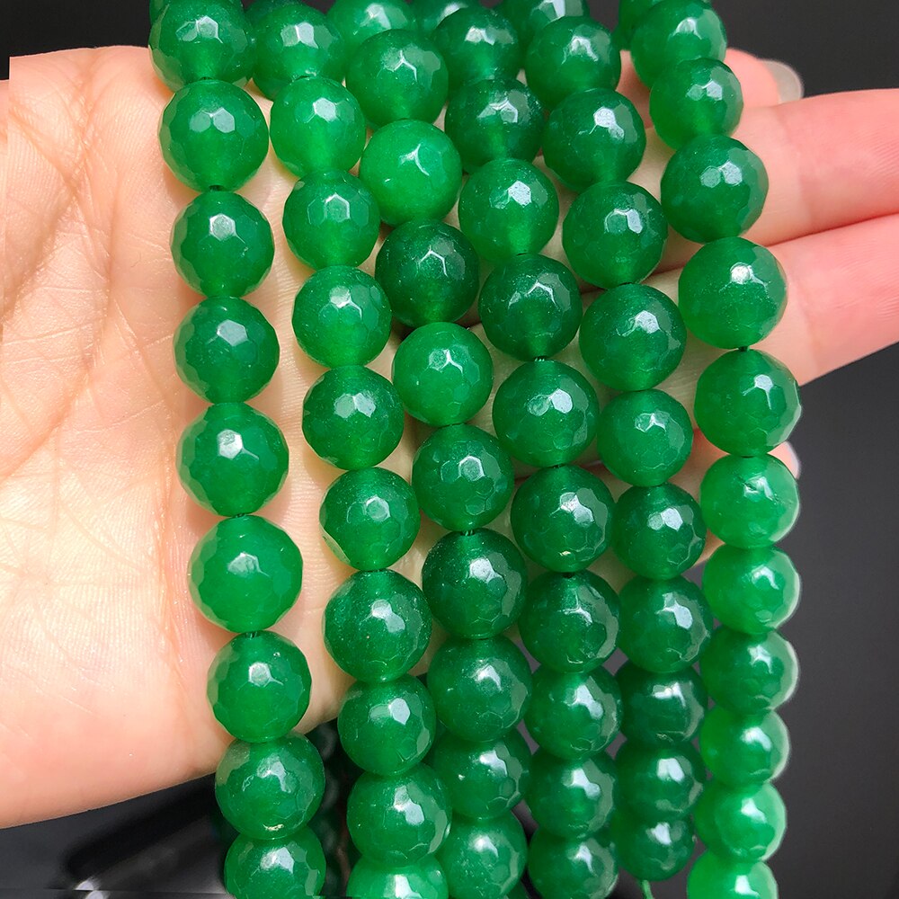 Natural Faceted Dark Green Chalcedony Jades Stone