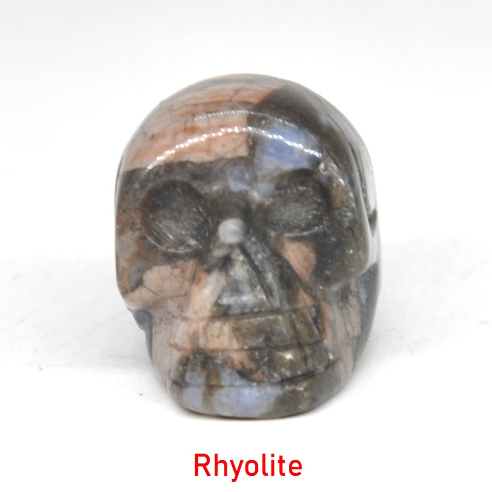 Skull Statue Natural Stone Carved Decoration Healing