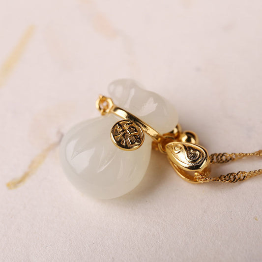 Chalcedony bag shape pendant necklace female charm