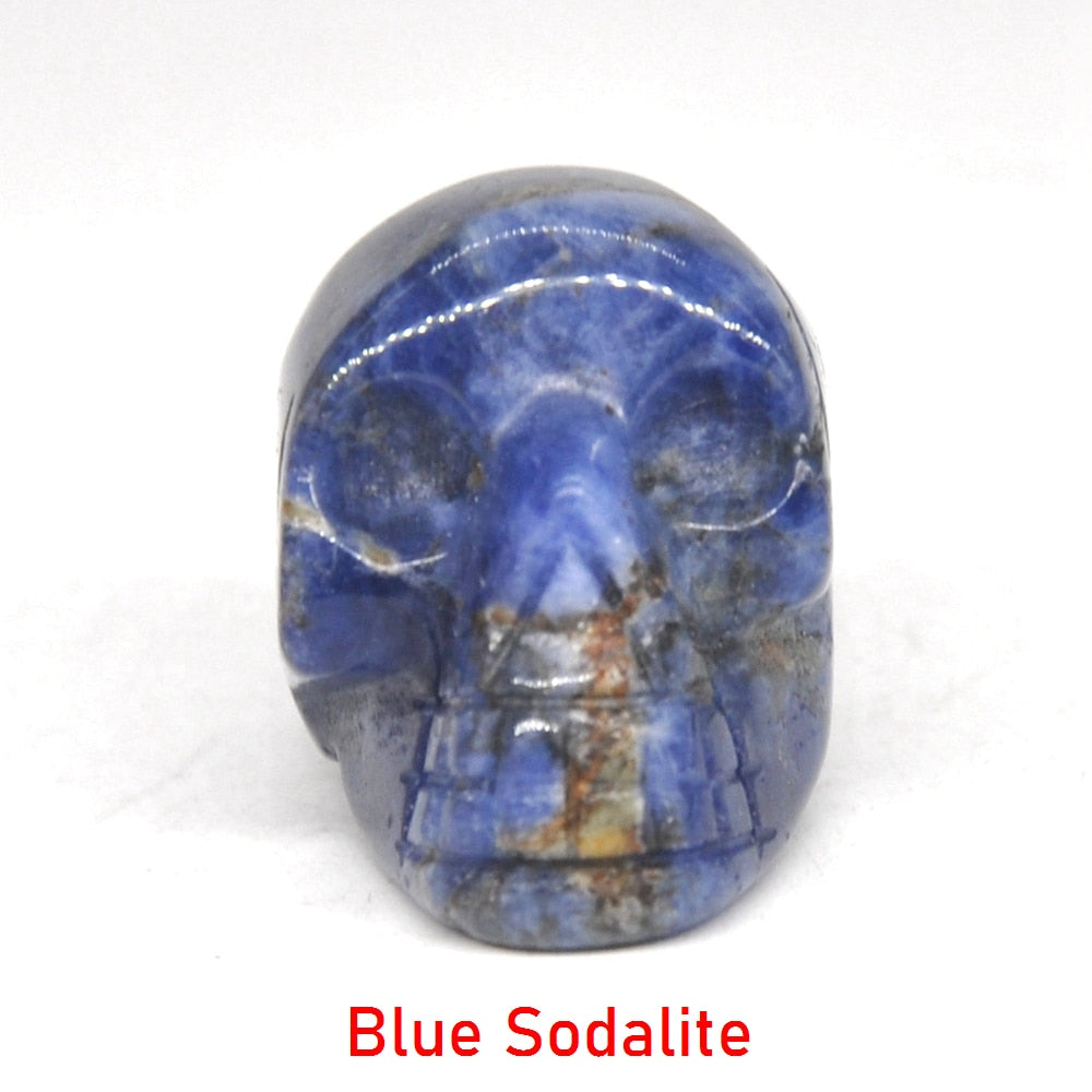 Skull Statue Natural Stone Carved Decoration Healing