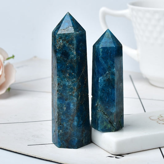 Natural Dark Color Blue Apatite Crystal Point Healing