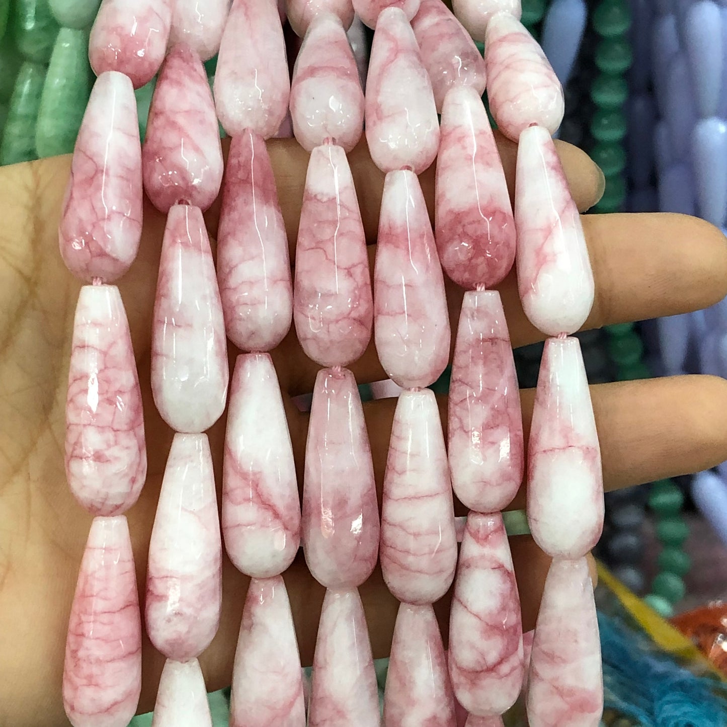 Faceted Pink White Chalcedony Jades Stone Water