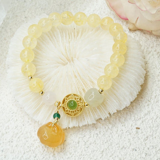 Pumpkin Vintage Natural Hetian Jade/Citrine/Chalcedony Beads