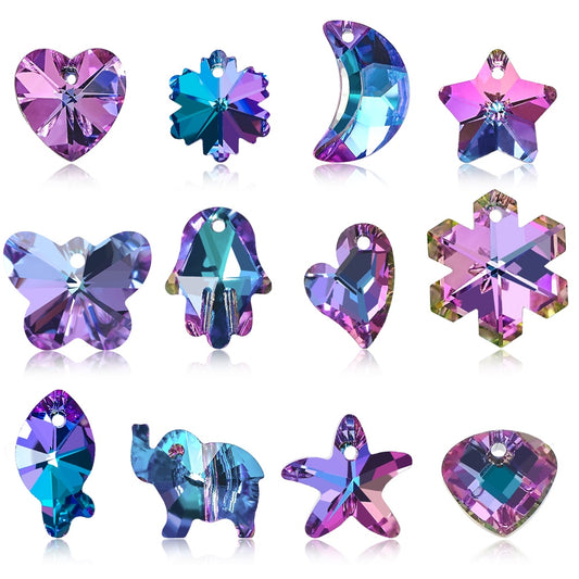 Multi Shape Charms Crystal Heart Beads