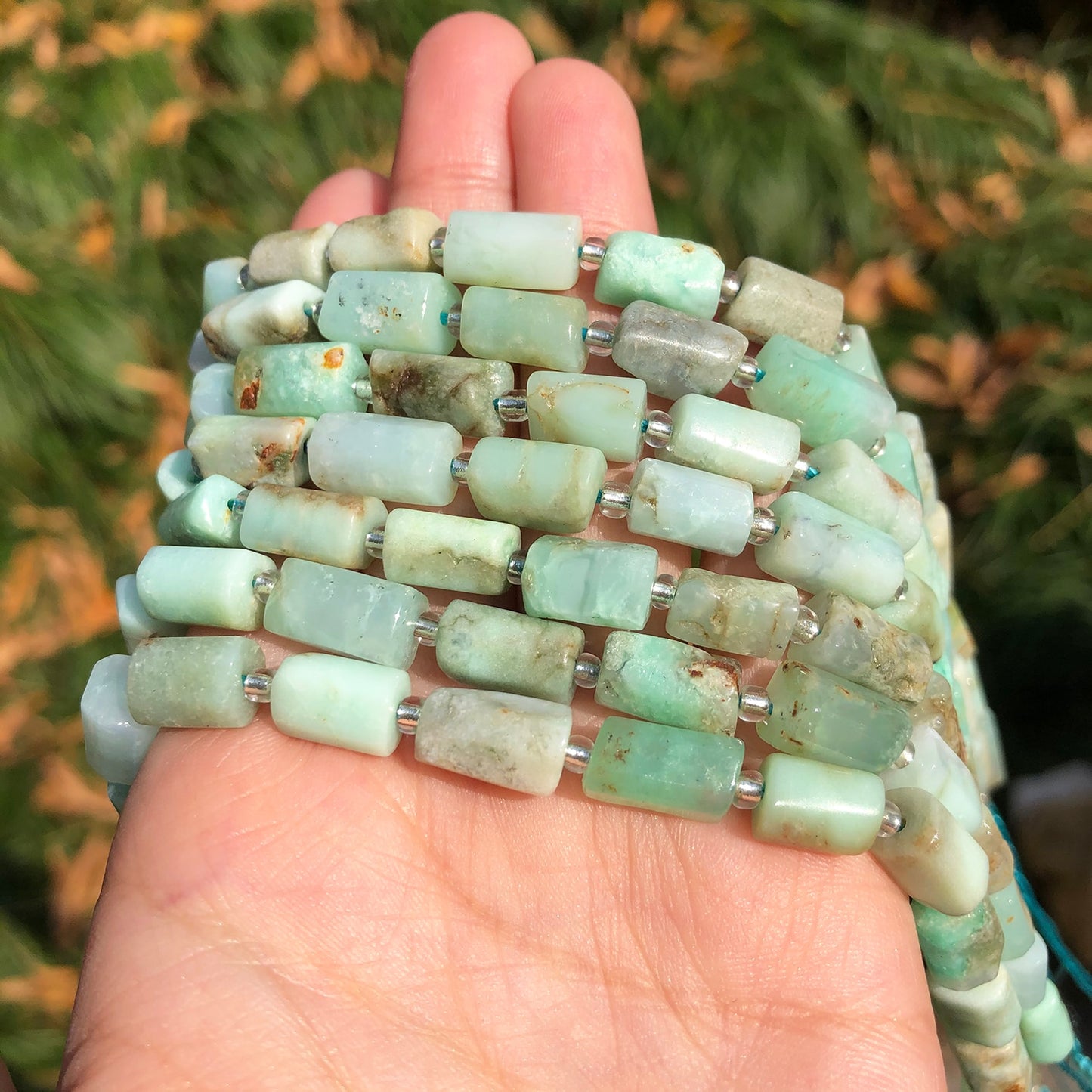 Natural Stone Chrysoprase Jades Loose Faceted Cylinder