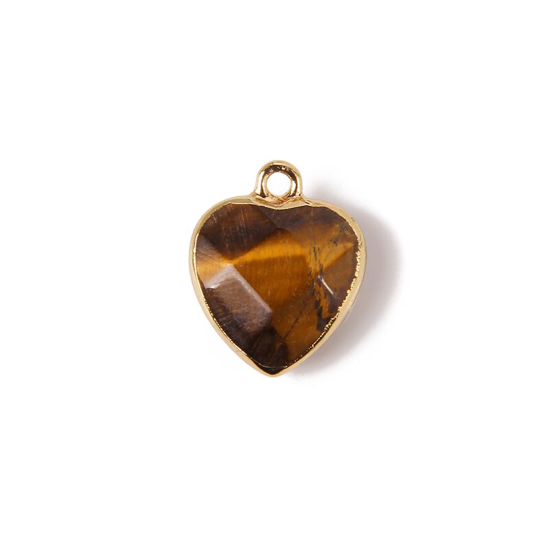 Faceted Heart Shape Natural Tiger Eye Stone Pendants