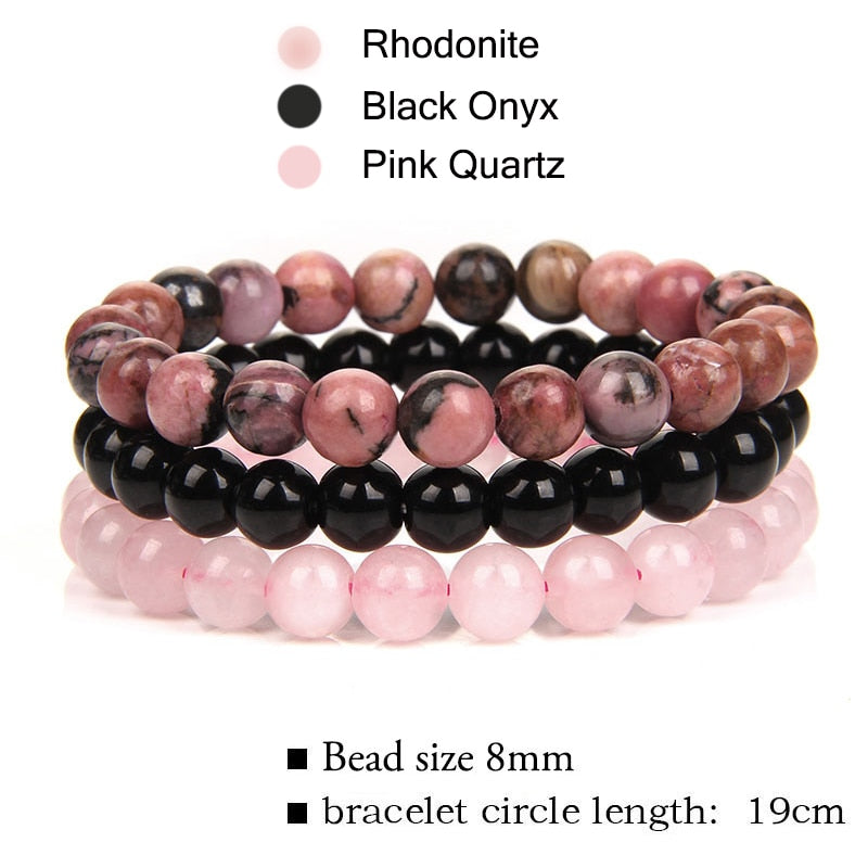 8mm Natural Stone Bracelet Sets Rhodonite