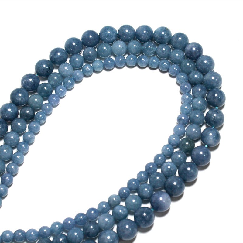 Dark Blue Chalcedony Jades Beads Loose Natural Stone