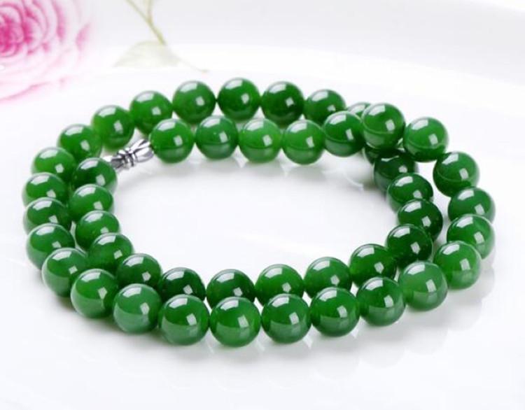 Genuine Natural Green Jade Beaded Necklace