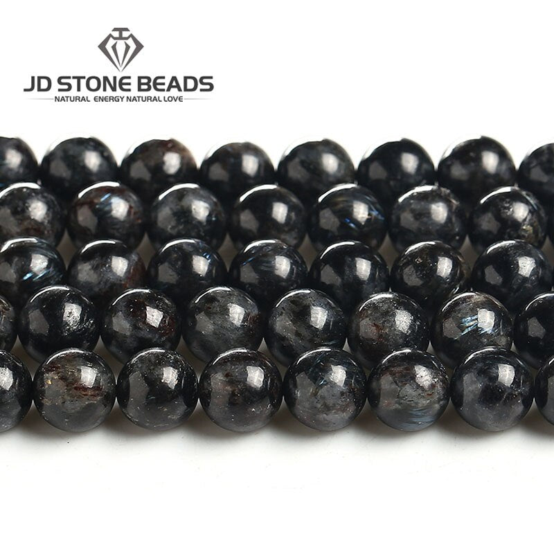 Natural Black Charoite Stone Beads Round