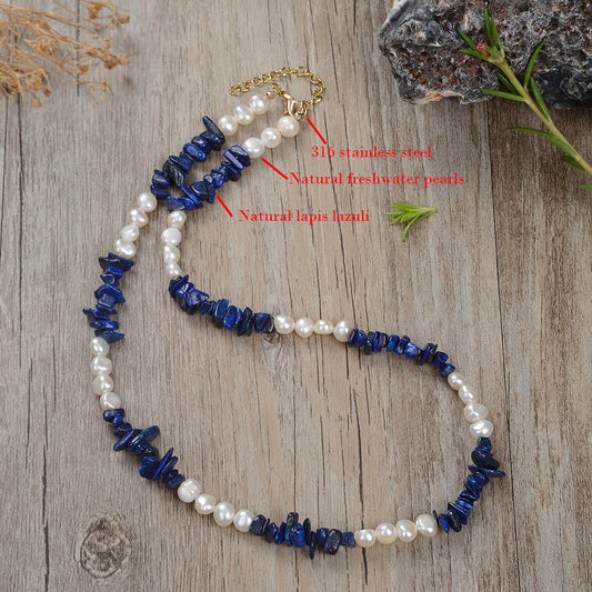 Natural fresh water pearl natural stone necklace