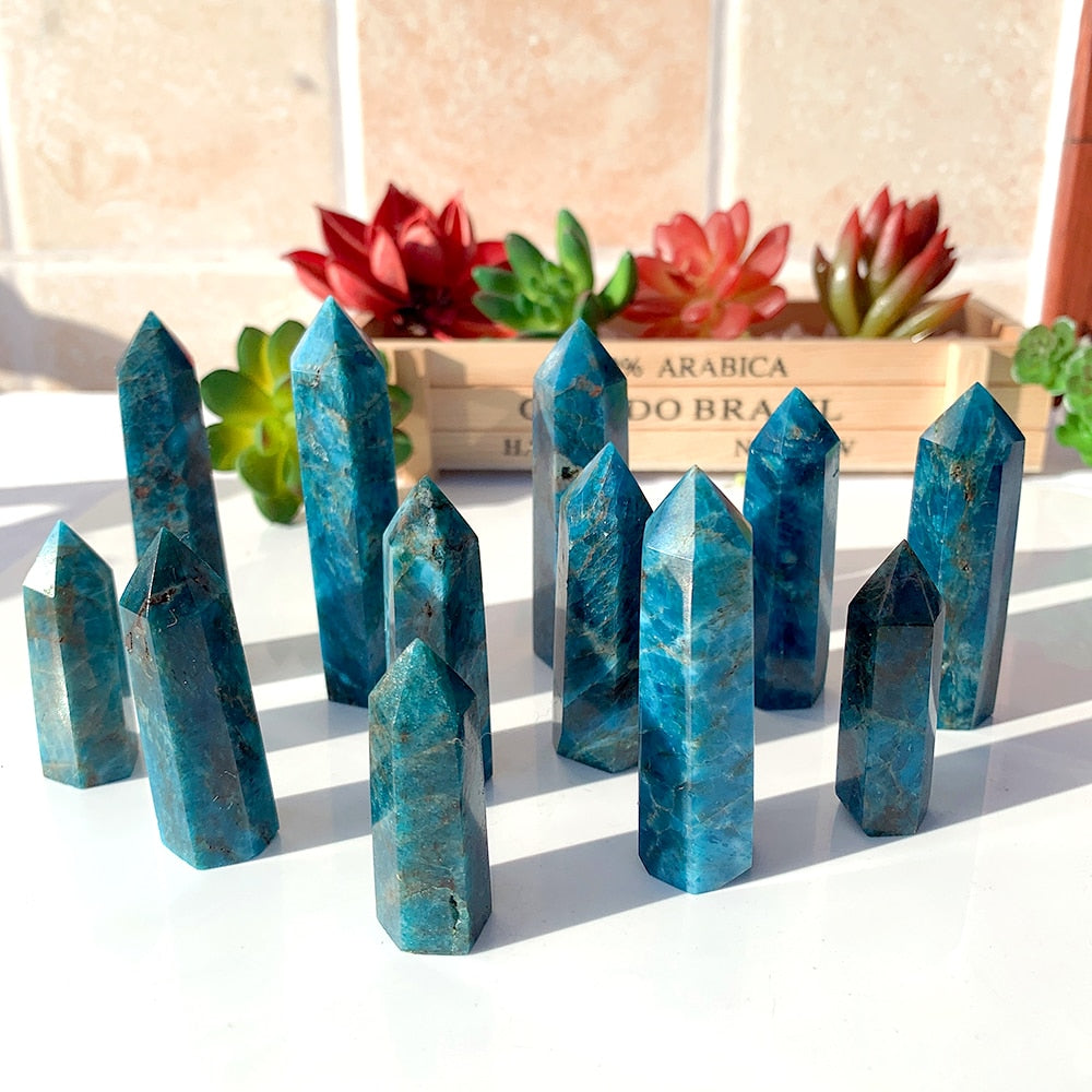 Healing Crystal Blue Apatite Single Point Wand