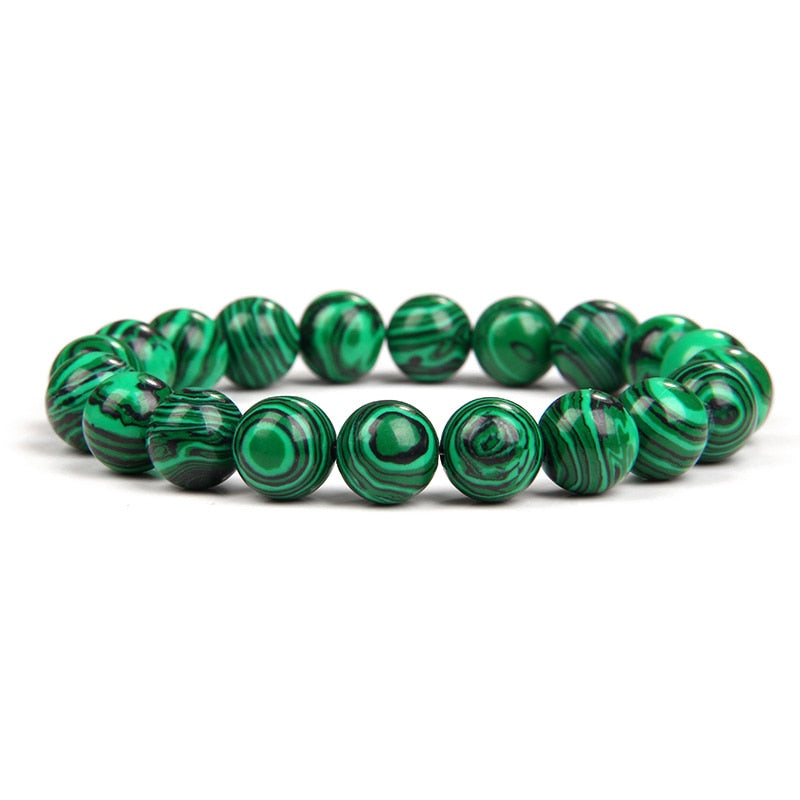 Natural Green Malachite Stone Bracelet Round Beads