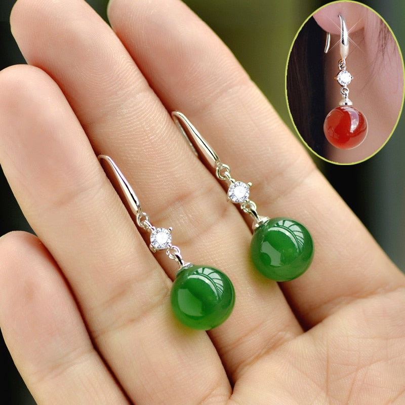 Emerald Jade Jewelry Earrings Natural Green