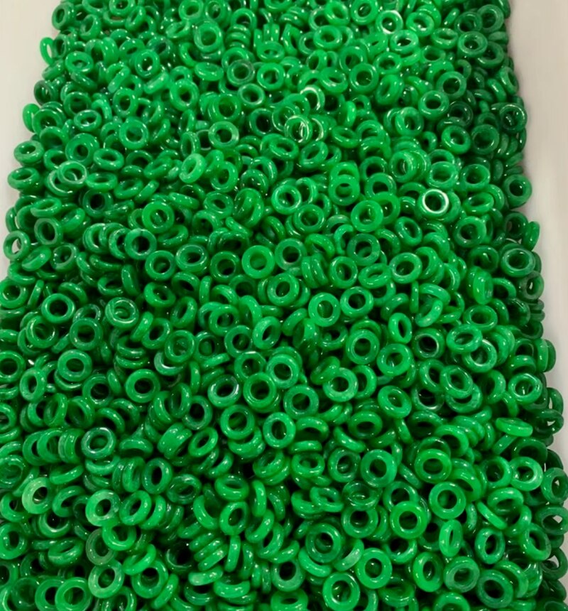 10pc Natural A Green Jade Doughnut 13mm Beads