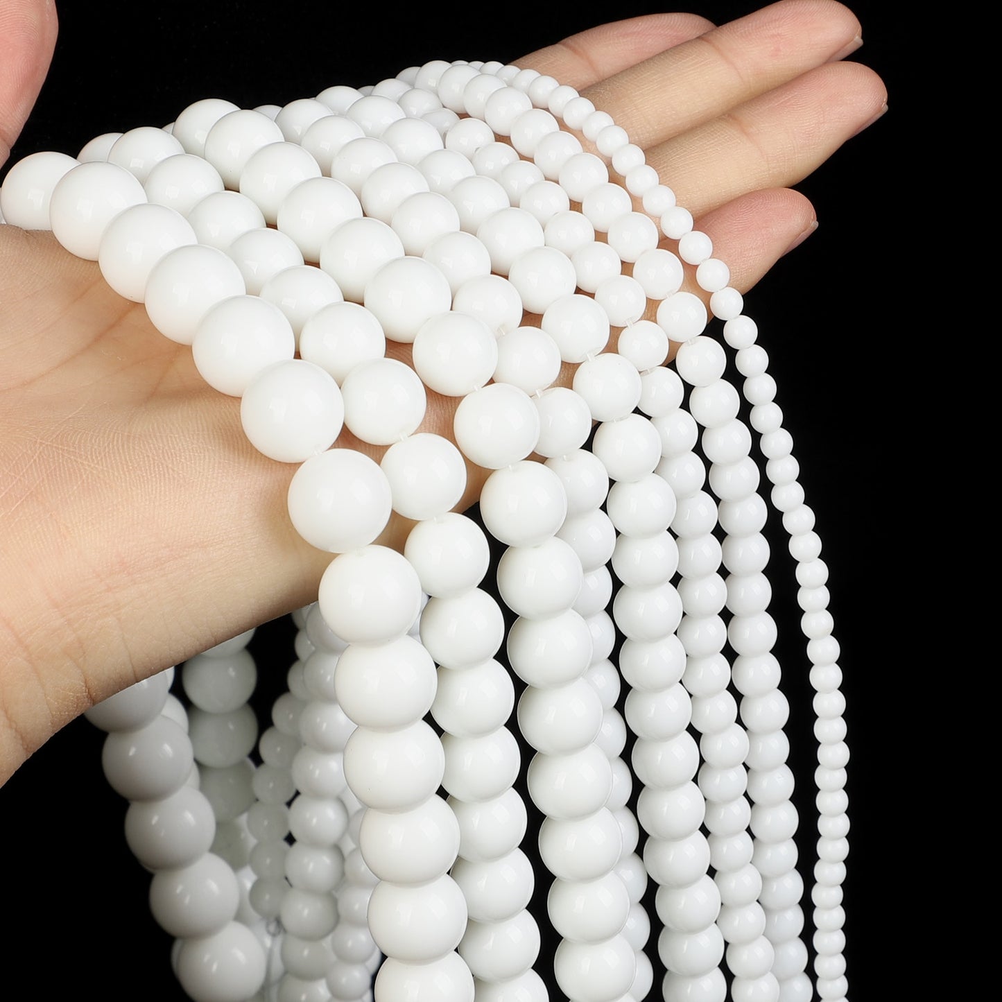 Natural Stone Beads Roasted White Jades Round