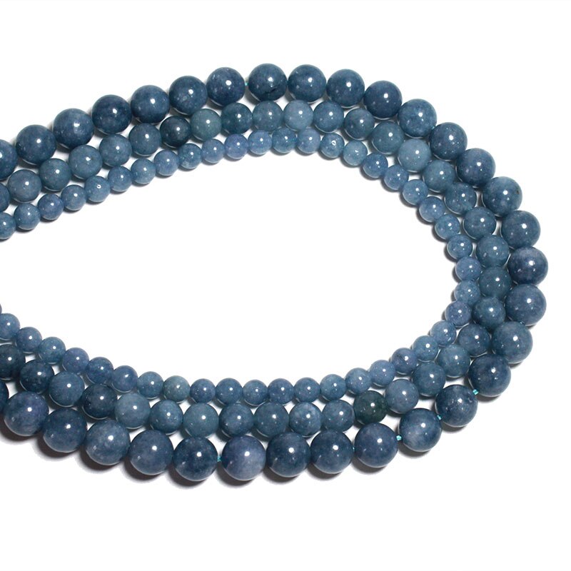 Dark Blue Chalcedony Jades Beads Loose Natural Stone