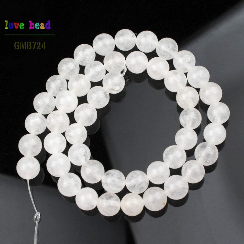 White Jades Stone Round Loose Beads For Jewelry Making
