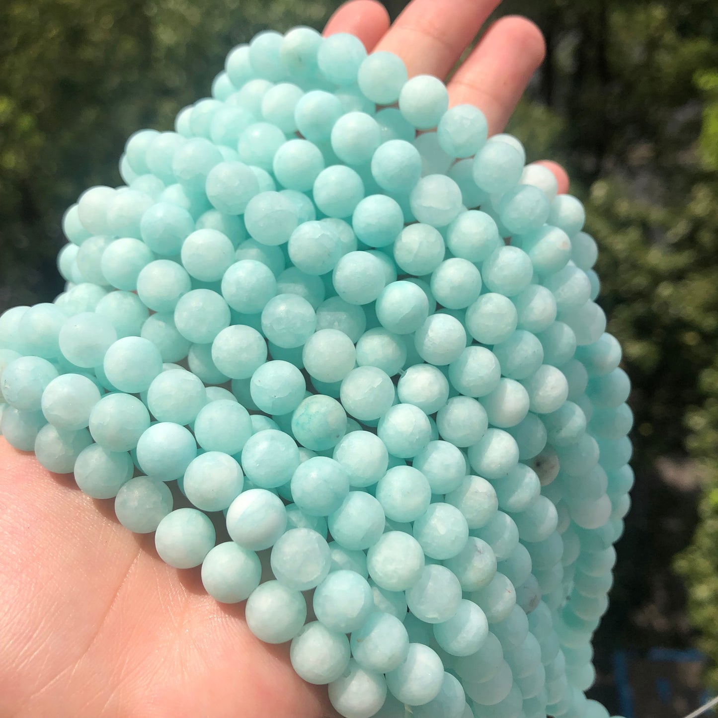 Frosted Blue River Amazonite matte Jades beads