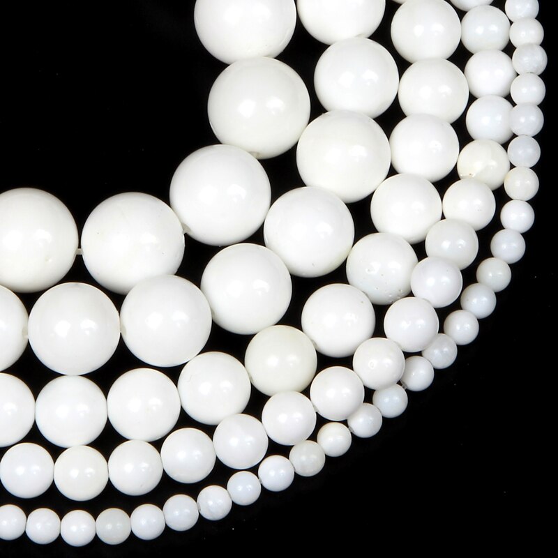 Natural Stone Beads Roasted White Jades Round