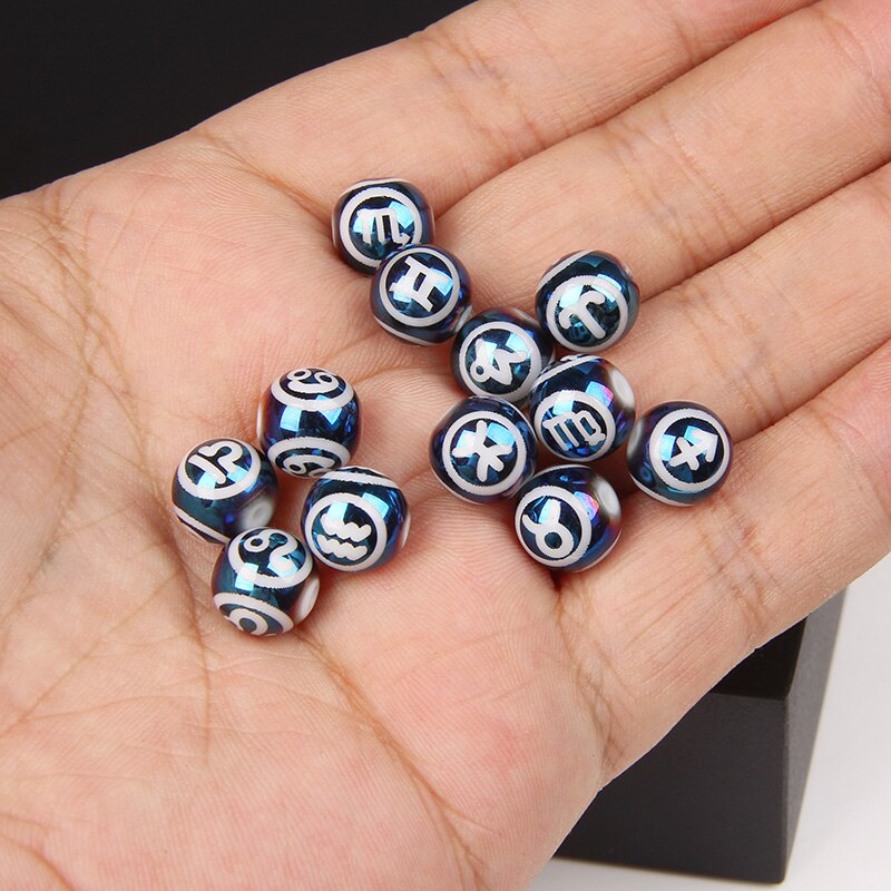 12 Zodiac Signs Beads Charms Blue Constellation