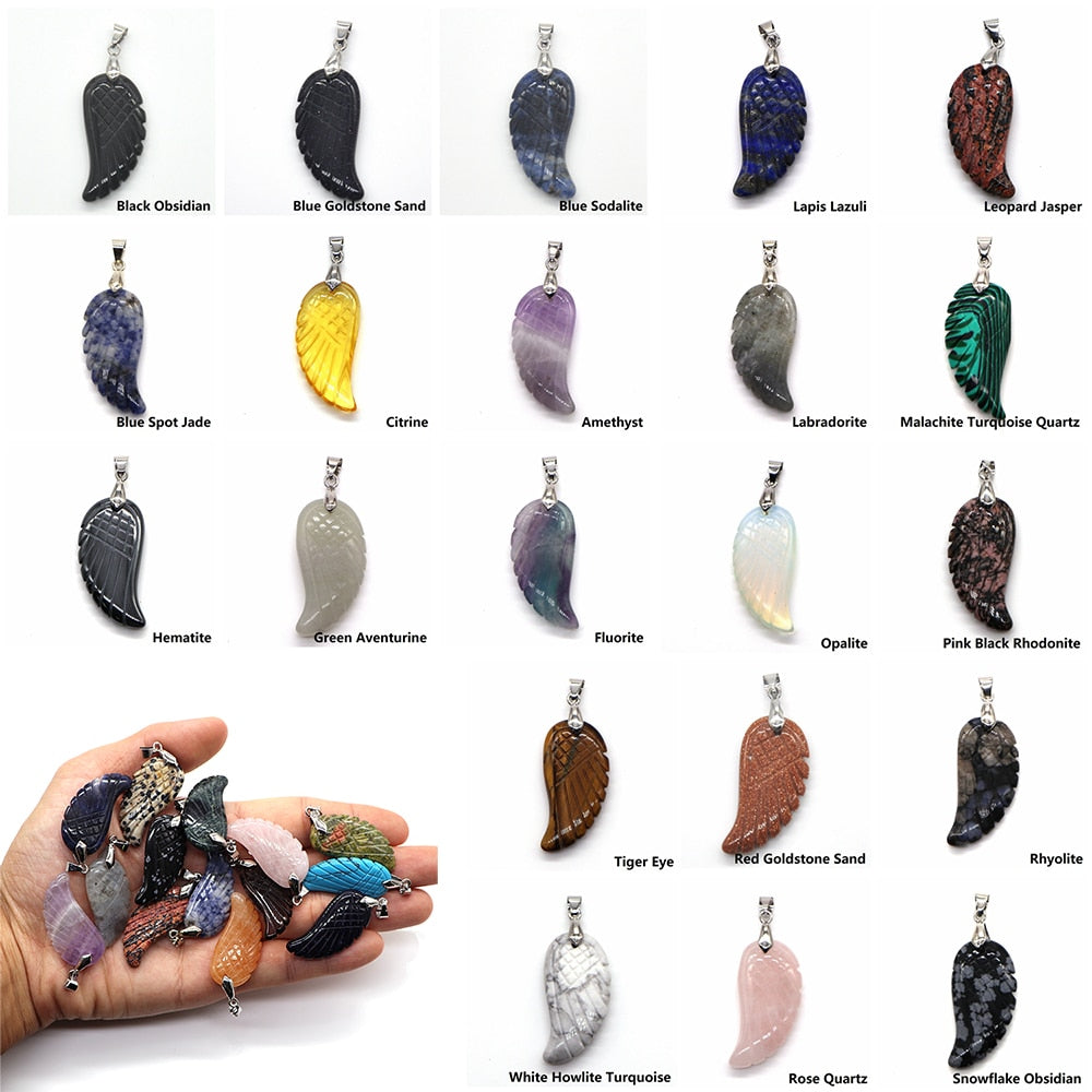 Angel Wing Pendants Natural Crystal Healing Gemstone