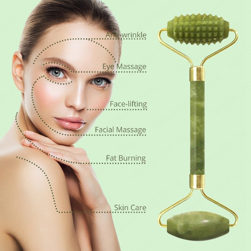 Face Massager Jade Roller Scraper Facial Neck