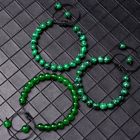 Green Natural Stone Beads Braided Bracelet