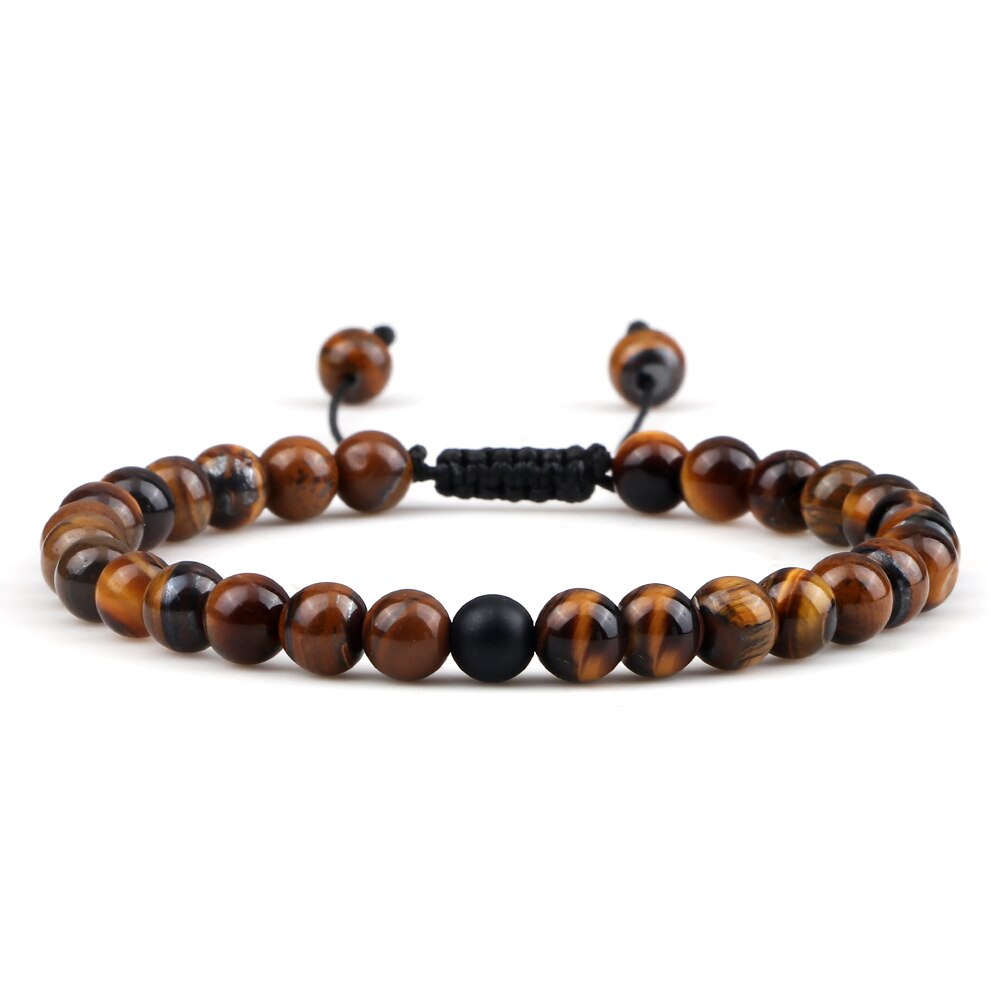 Red Beaded Bracelets Natural Tiger Eye Stone Rock