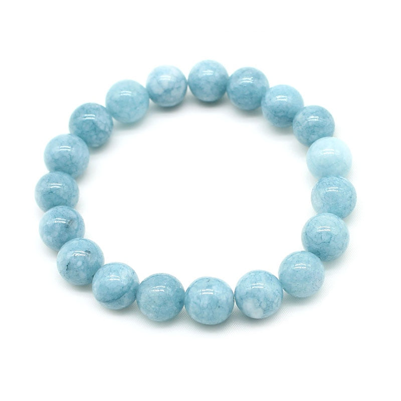 Natural Aquamarin Agat  Stone  Beads Bracelet