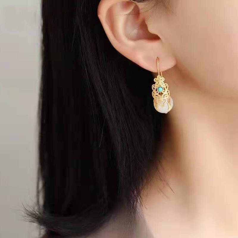Hotan jade Turquoise Drop Earrings