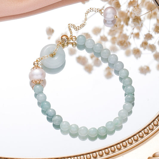 Natural Jade Beads Freshwater Pearls Strand Bracelets