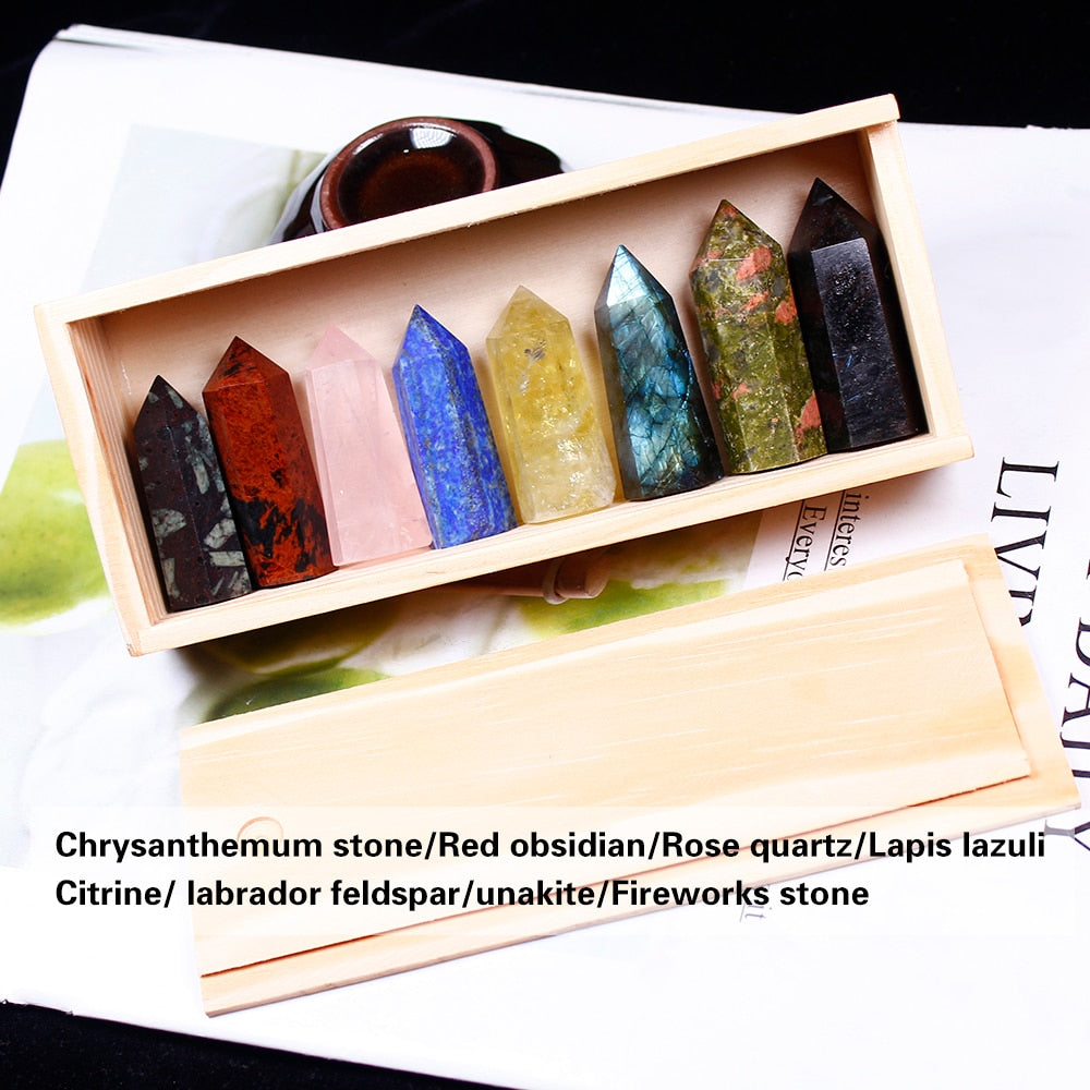 Wooden box Decorative Natural Hand Carved crystal