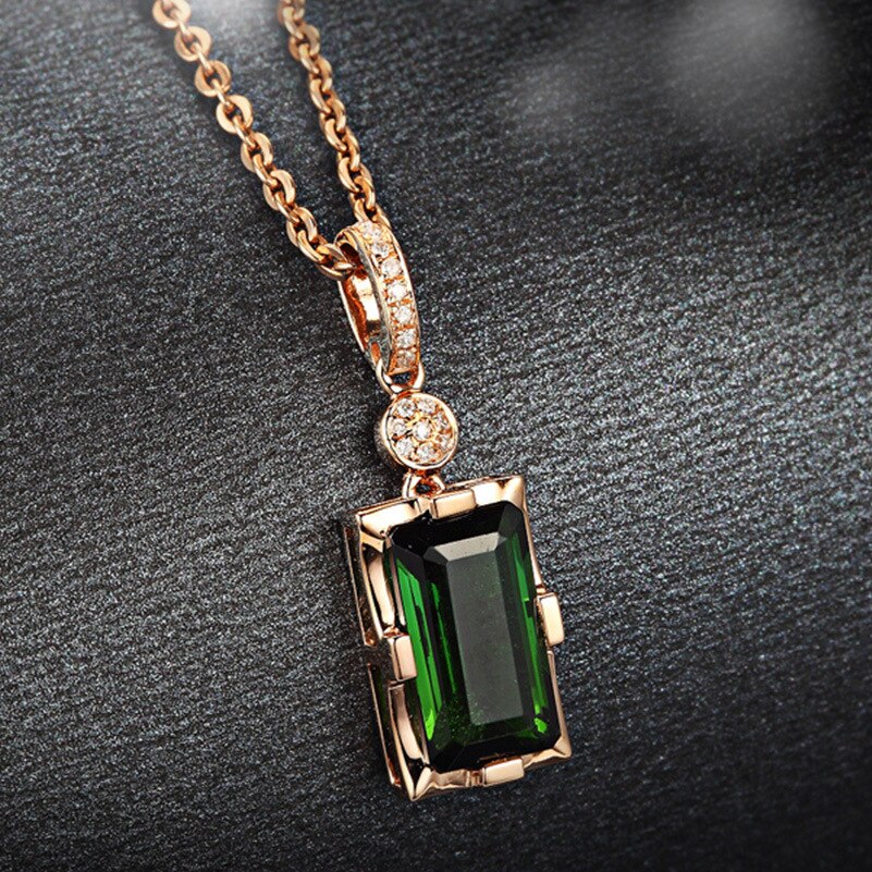 Diamond Necklace Pendant Natural Emerald jade