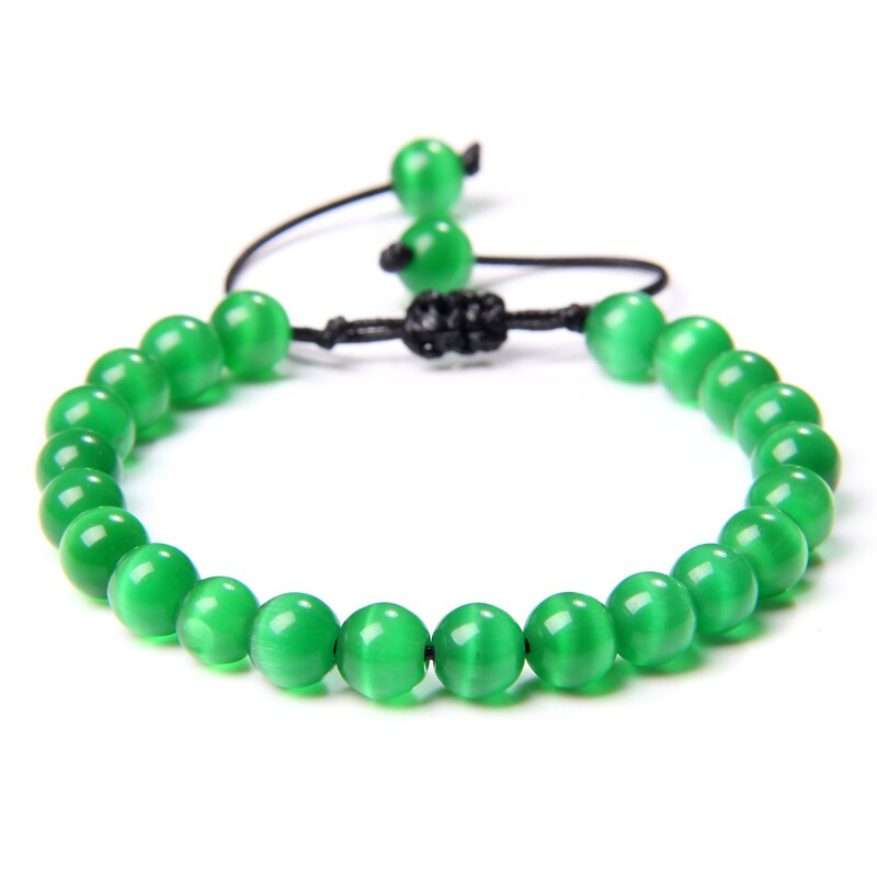 Green Natural Stone Beads Braided Bracelet Malachite